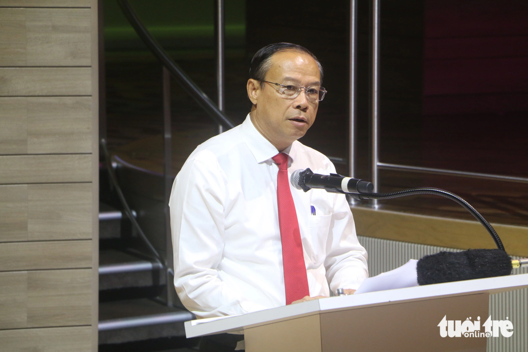 Ông Nguyễn Văn Thọ - chủ tịch UBND tỉnh Bà Rịa - Vũng Tàu - phát biểu tại buổi lễ chào mừng - Ảnh: THÁI THÁI