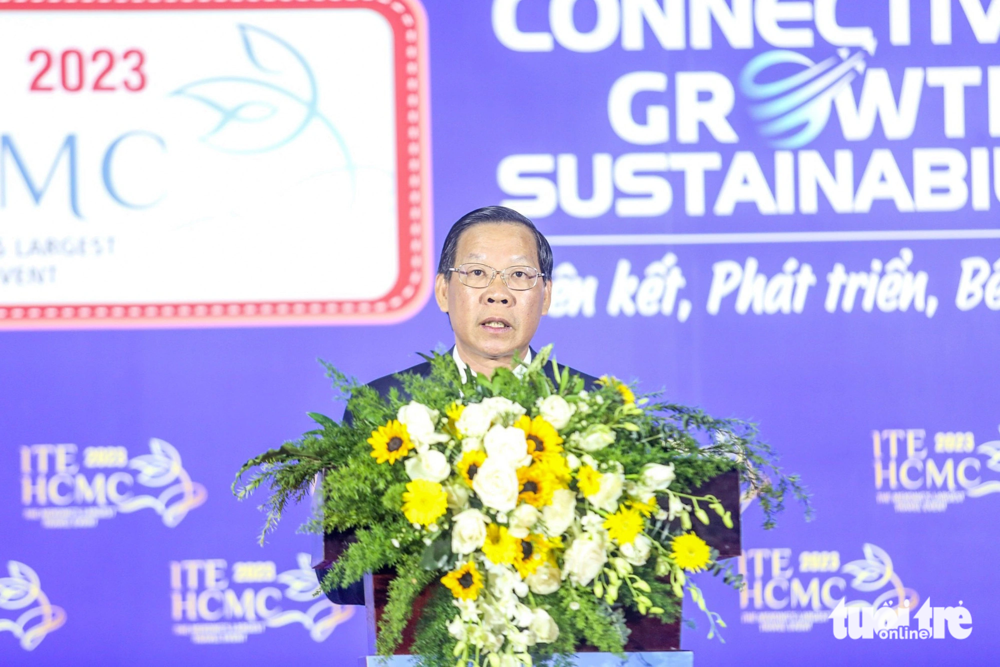 Chủ tịch TP.HCM Phan Văn Mãi nhấn mạnh vai trò của ITE HCMC trong nhiều năm qua đối với sự phát triển của ngành du lịch - Ảnh: PHƯƠNG QUYÊN